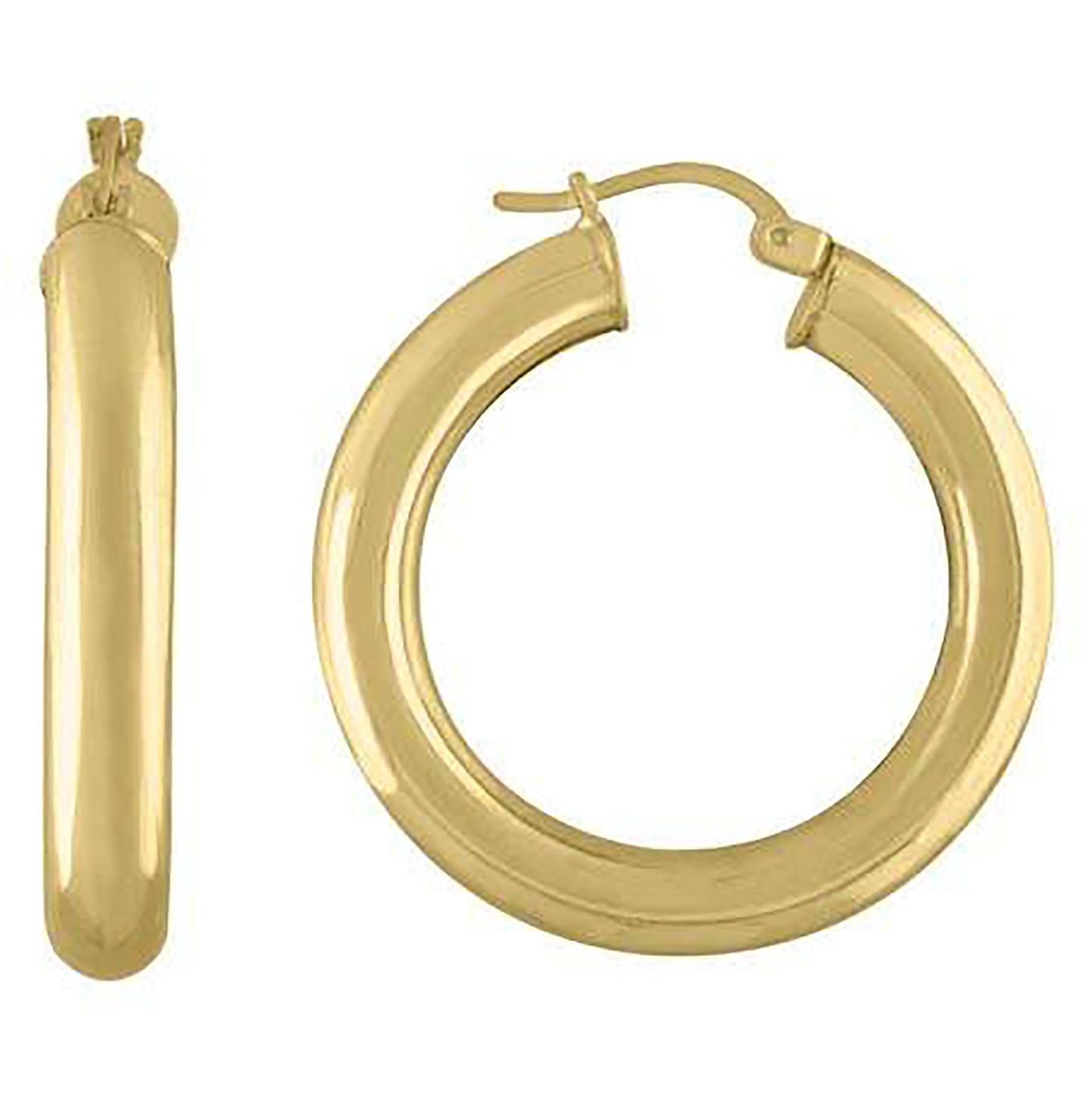 Sterling Silver Yellow-Tone Womens Classic Hoop Earrings