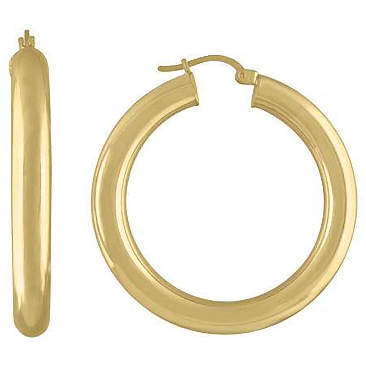Sterling Silver Yellow-Tone Womens Classic Hoop Earrings