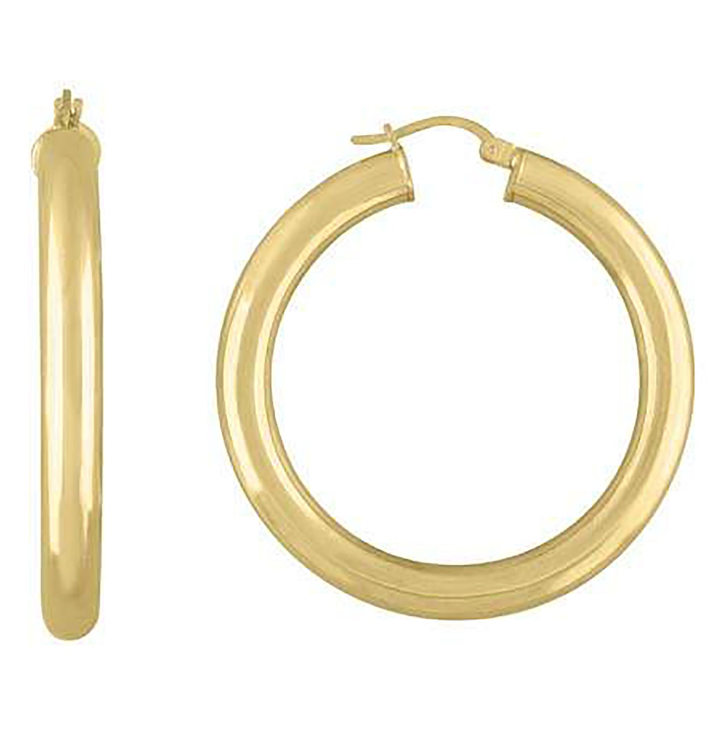 Sterling Silver Yellow-Tone Womens Classic Hoop Earrings