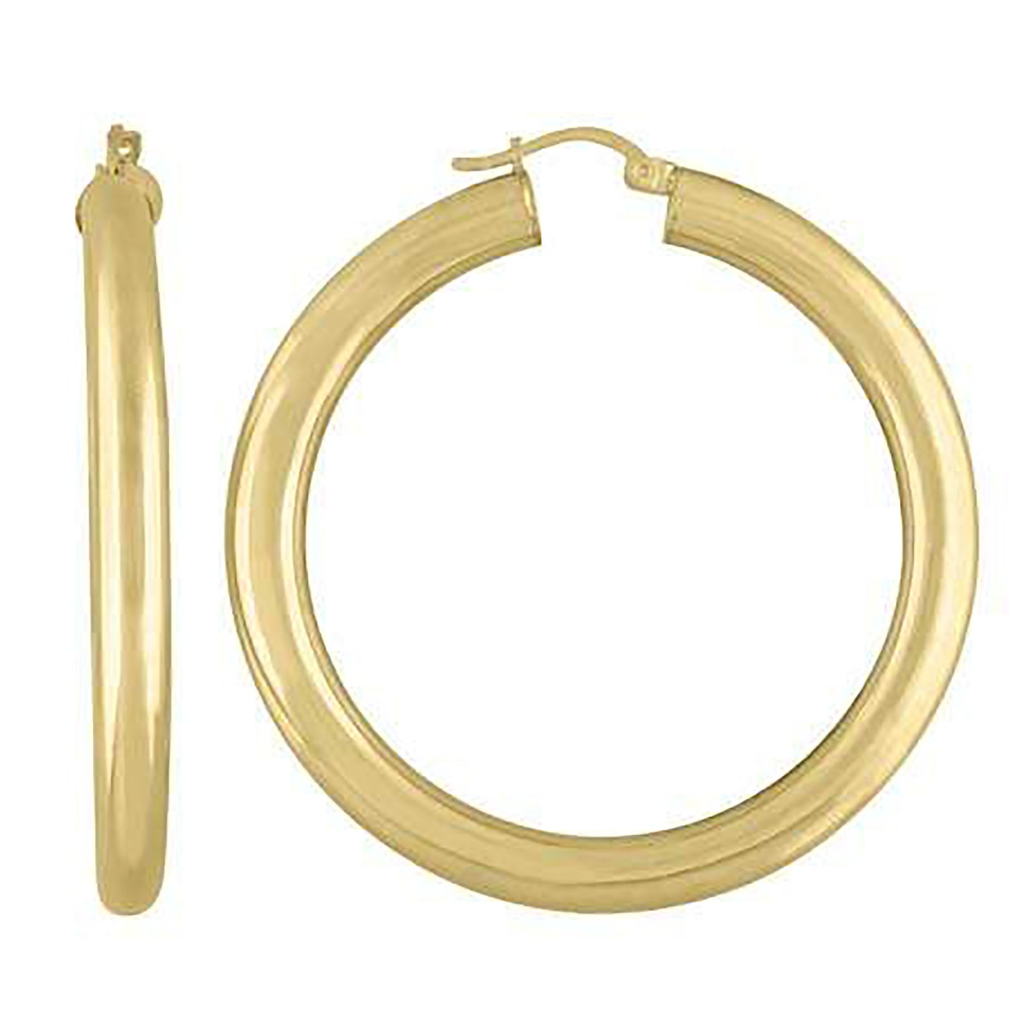 Sterling Silver Yellow-Tone Womens Classic Hoop Earrings