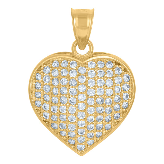 10K Yellow Gold Womens Cubic-Zirconia Heart Charm Pendant