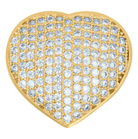 10K Two-Tone Gold Womens Cubic Zirconia Heart Engagement Ring
