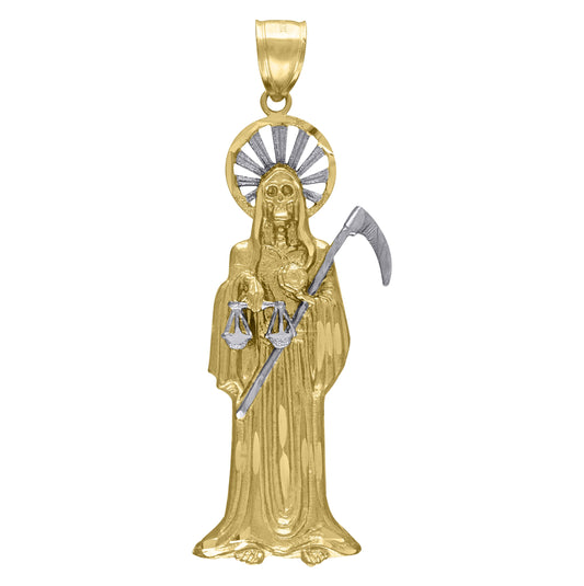 10K Two-Tone Gold Mens Death Angel/Grim Reaper Religious Charm Pendant