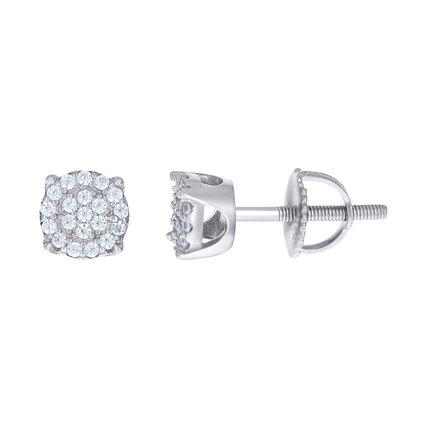 Sterling Silver Or Yellow-Tone Unisex Cubic-Zirconia Fashion Stud Earrings
