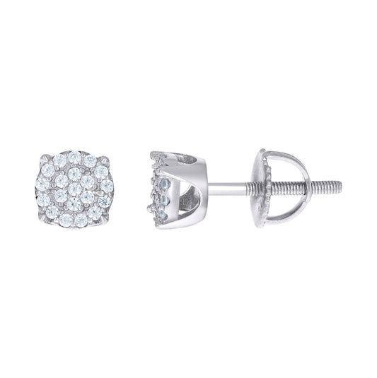 Sterling Silver Or Yellow-Tone Unisex Cubic-Zirconia Fashion Stud Earrings