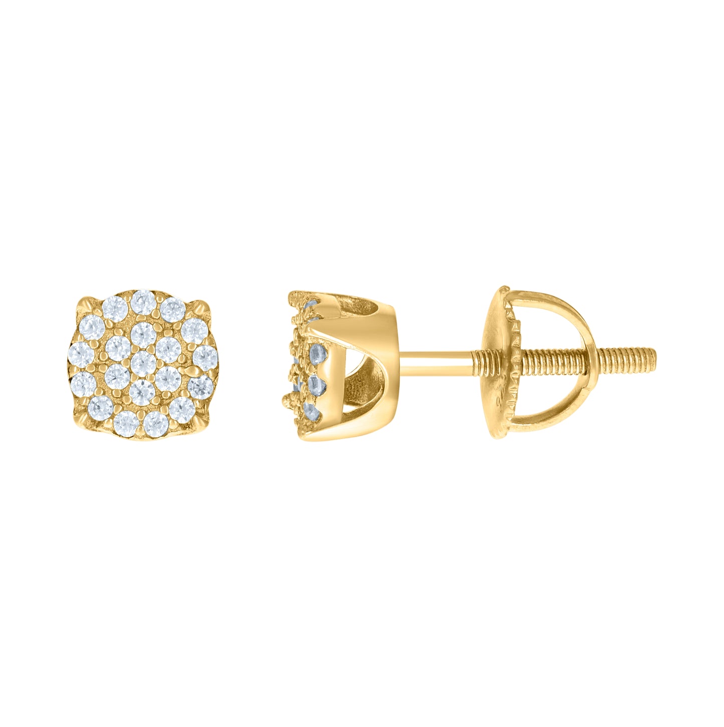 Sterling Silver Or Yellow-Tone Unisex Cubic-Zirconia Fashion Stud Earrings