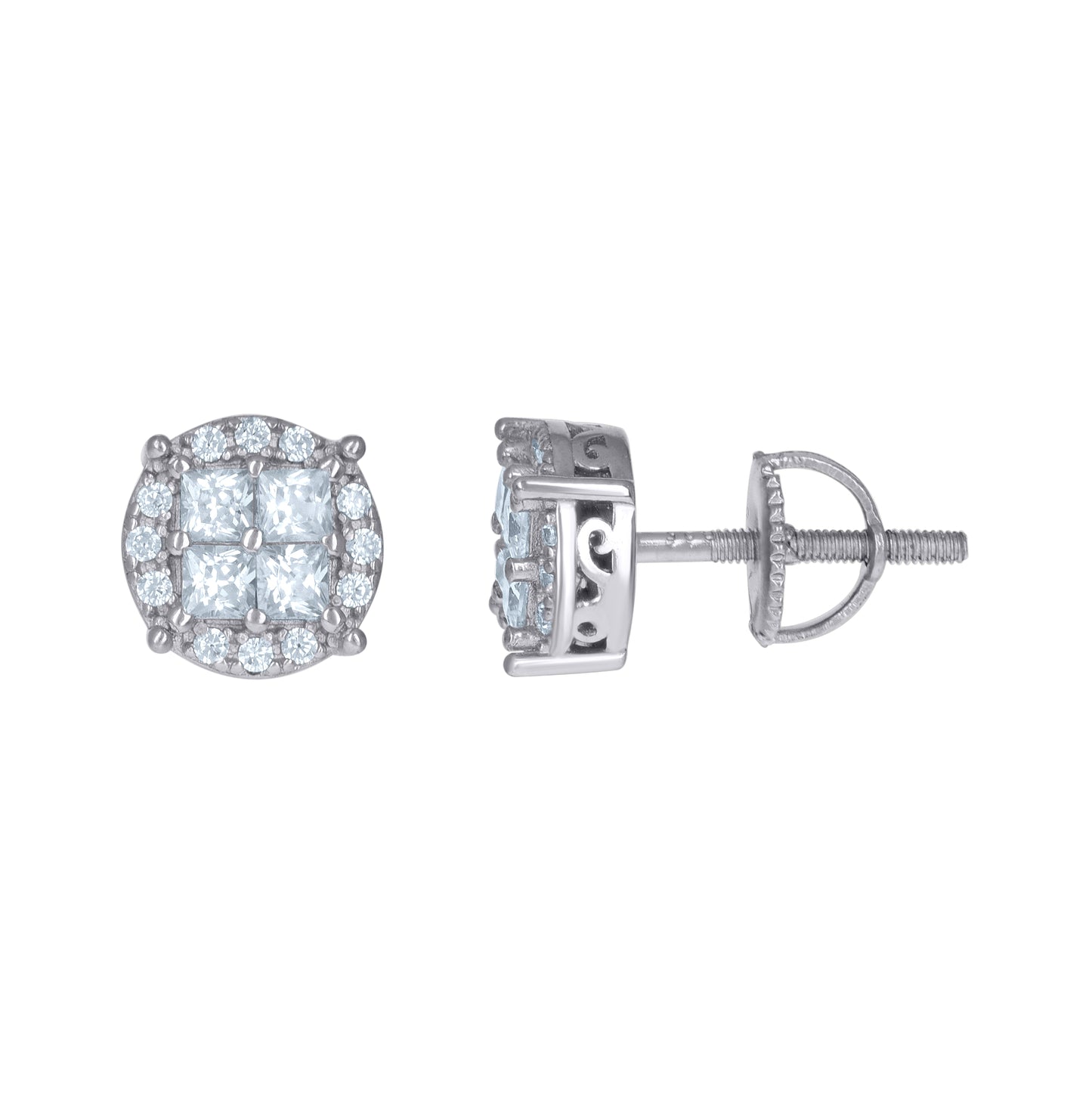 Sterling Silver Or Yellow-Tone Mens Cubic-Zirconia Fashion Stud Earring