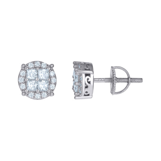 Sterling Silver Or Yellow-Tone Mens Cubic-Zirconia Fashion Stud Earring