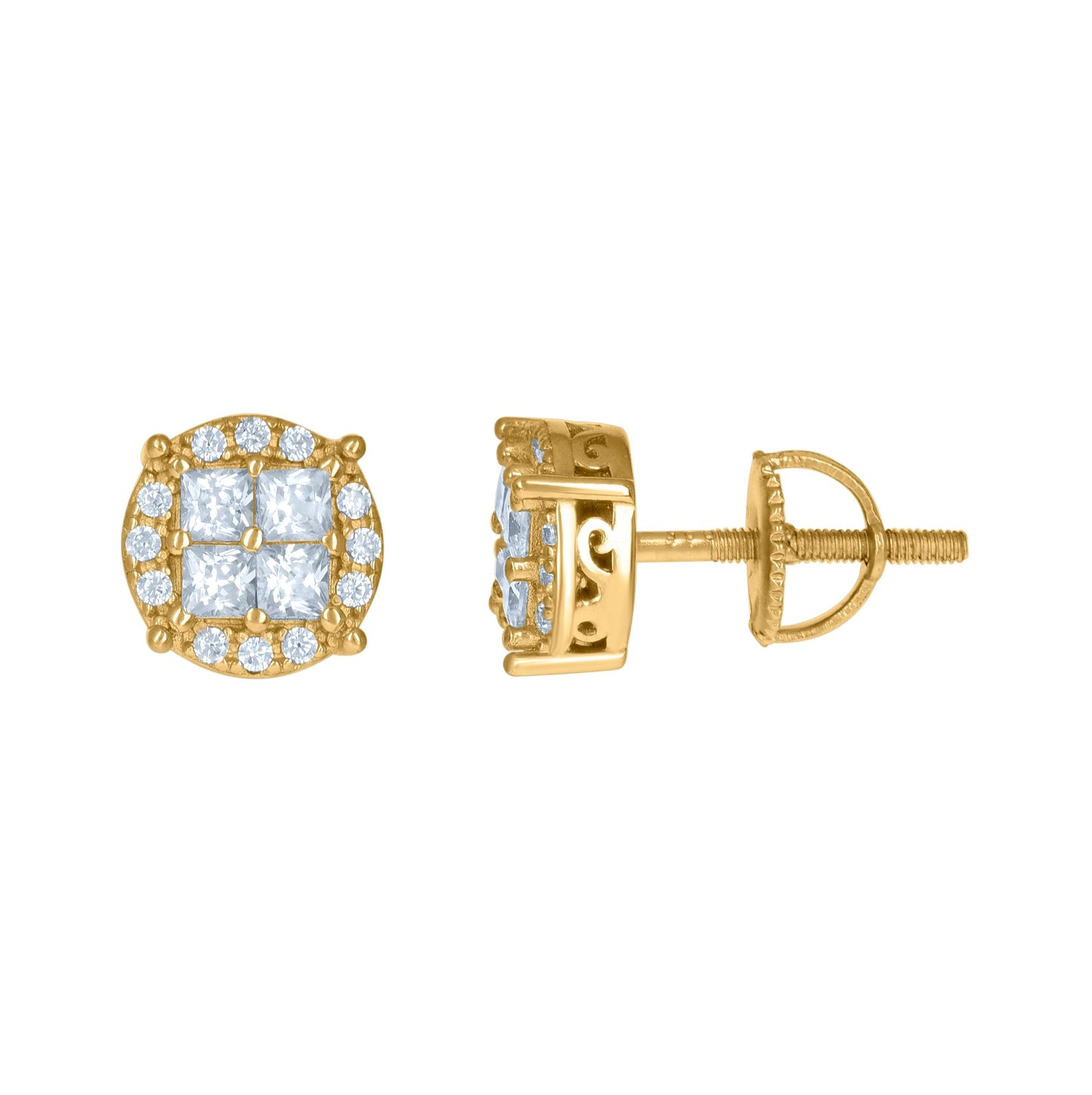Sterling Silver Or Yellow-Tone Mens Cubic-Zirconia Fashion Stud Earring