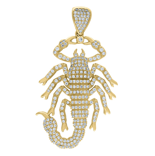 10K Yellow Gold Mens Cubic-Zirconia Scorpio Charm Pendant