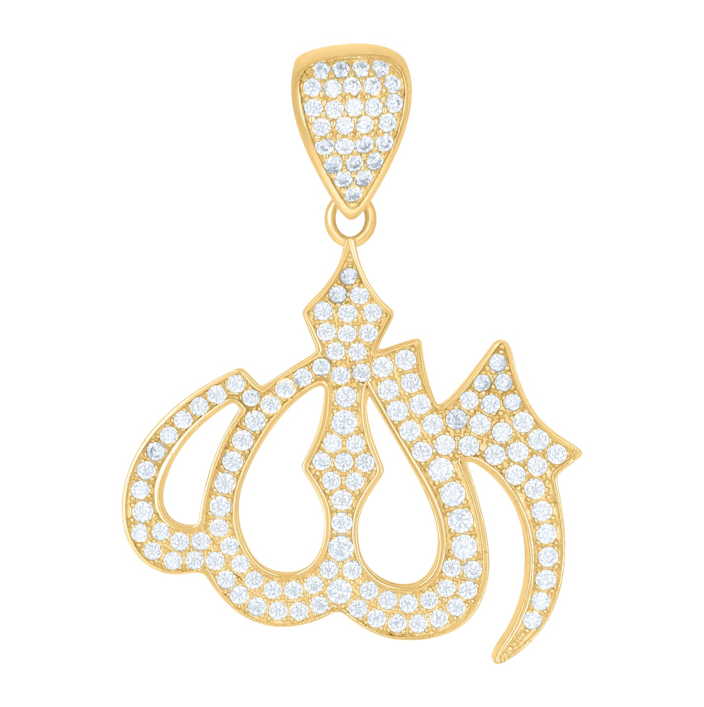 10K Yellow Gold Mens Cubic Zirconia Symbol Allah Religious Charm Pendant