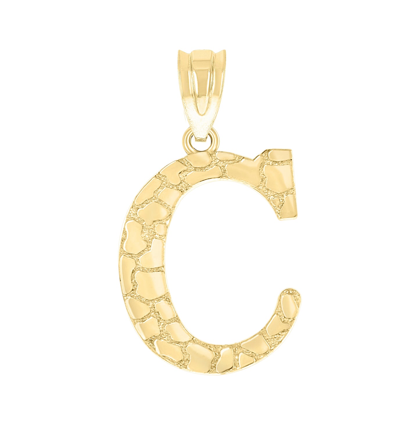 10K Yellow Gold Unisex Nugget Initial Charm Pendant