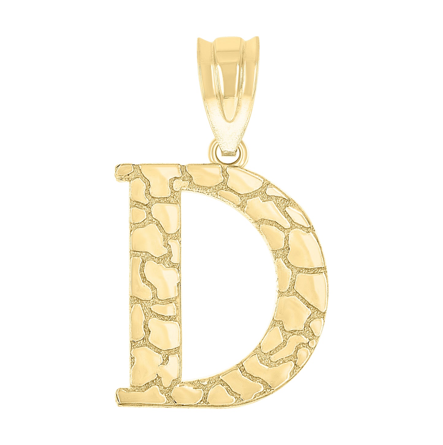 10K Yellow Gold Unisex Nugget Initial Charm Pendant