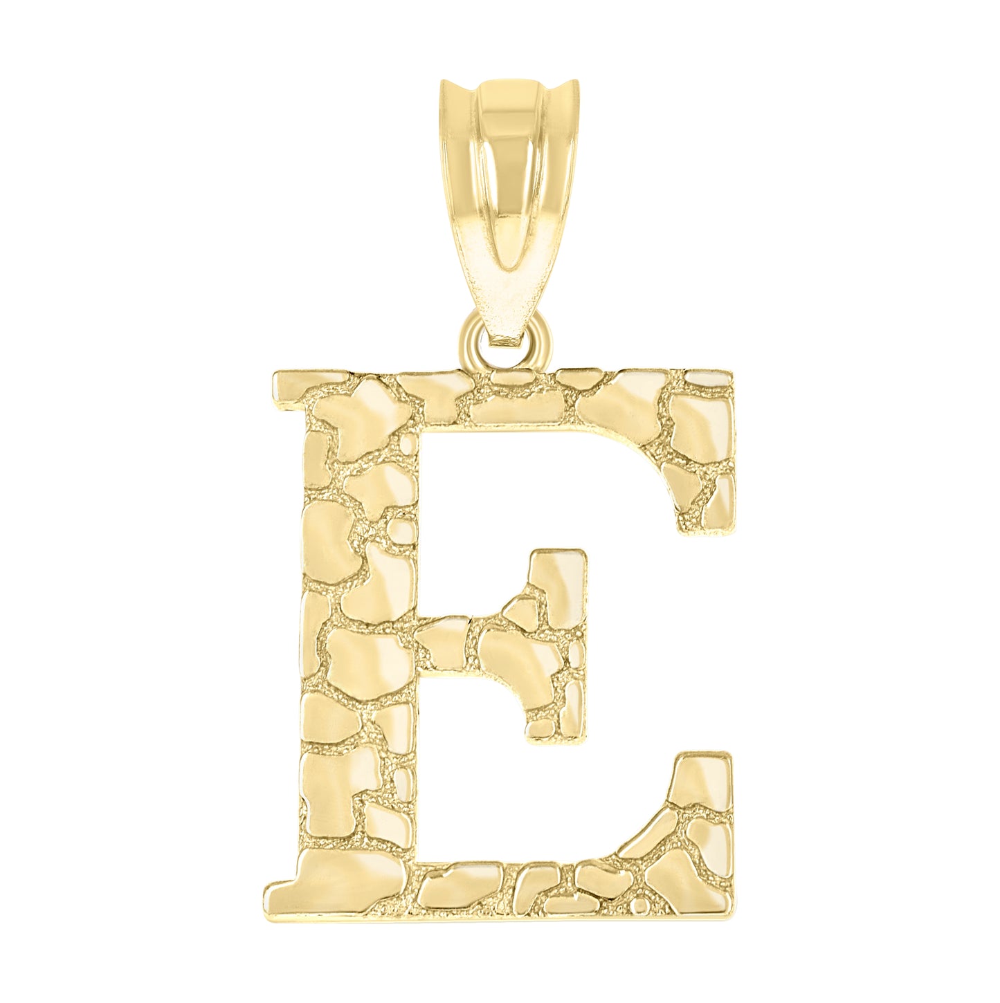 10K Yellow Gold Unisex Nugget Initial Charm Pendant