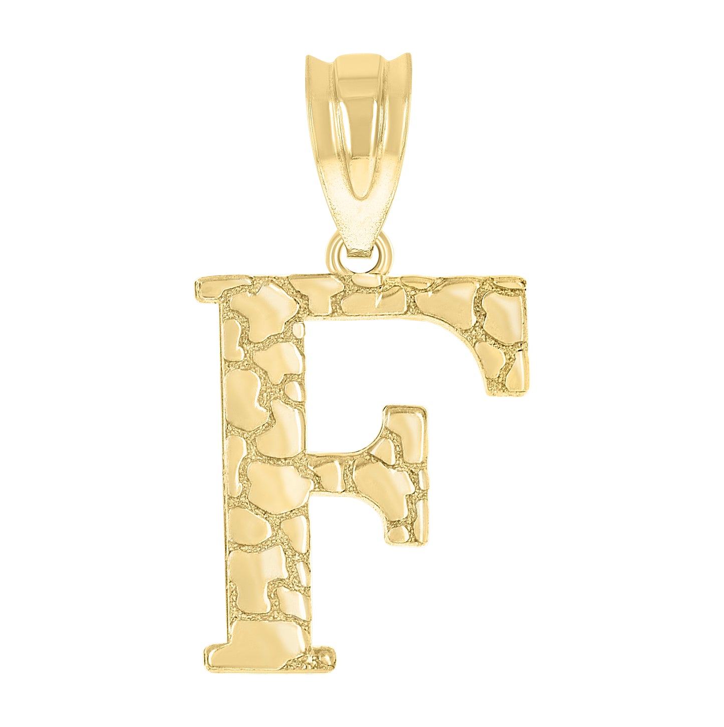 10K Yellow Gold Unisex Nugget Initial Charm Pendant