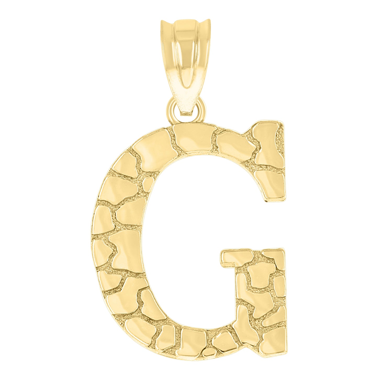 10K Yellow Gold Unisex Nugget Initial Charm Pendant