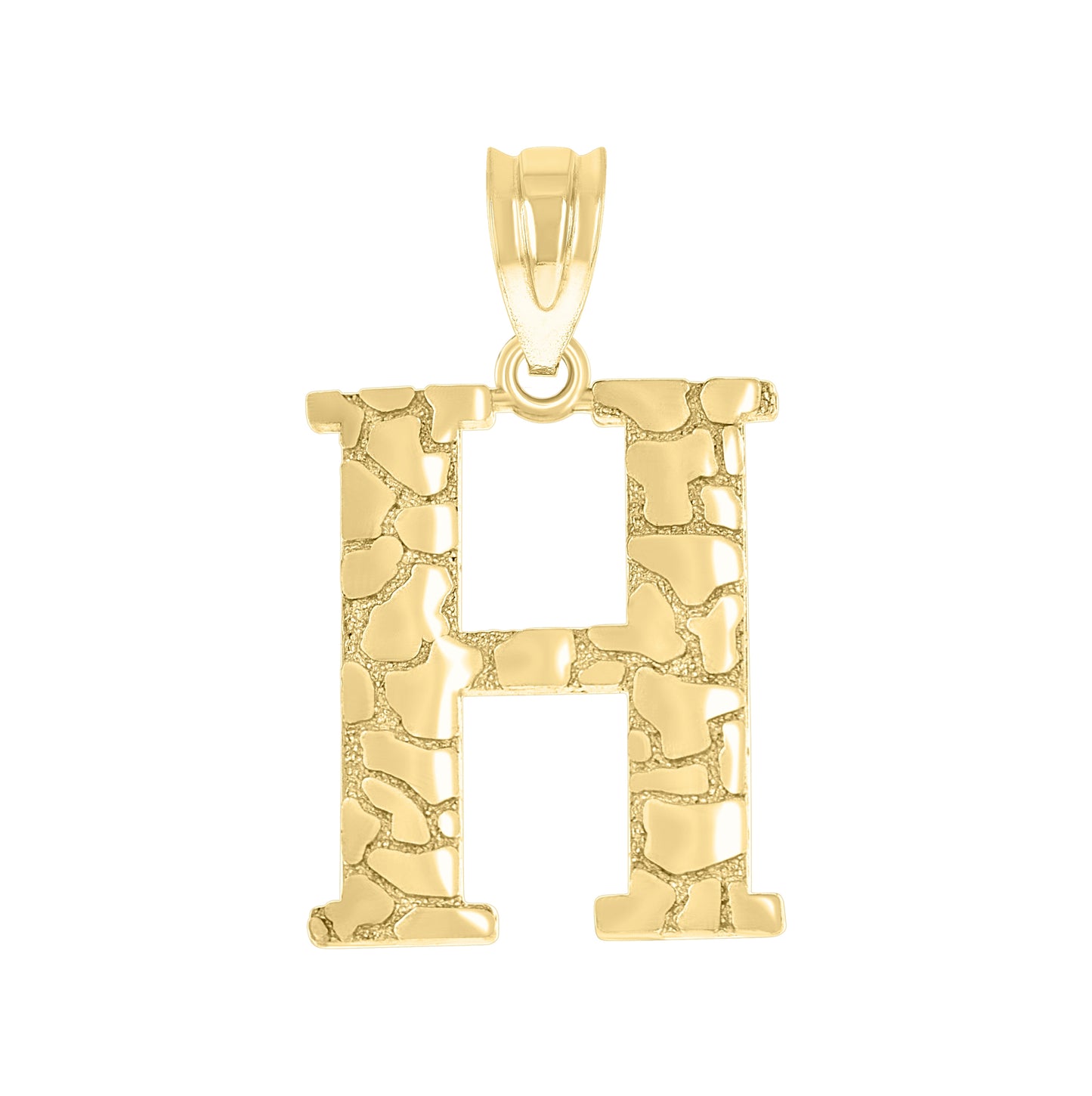 10K Yellow Gold Unisex Nugget Initial Charm Pendant