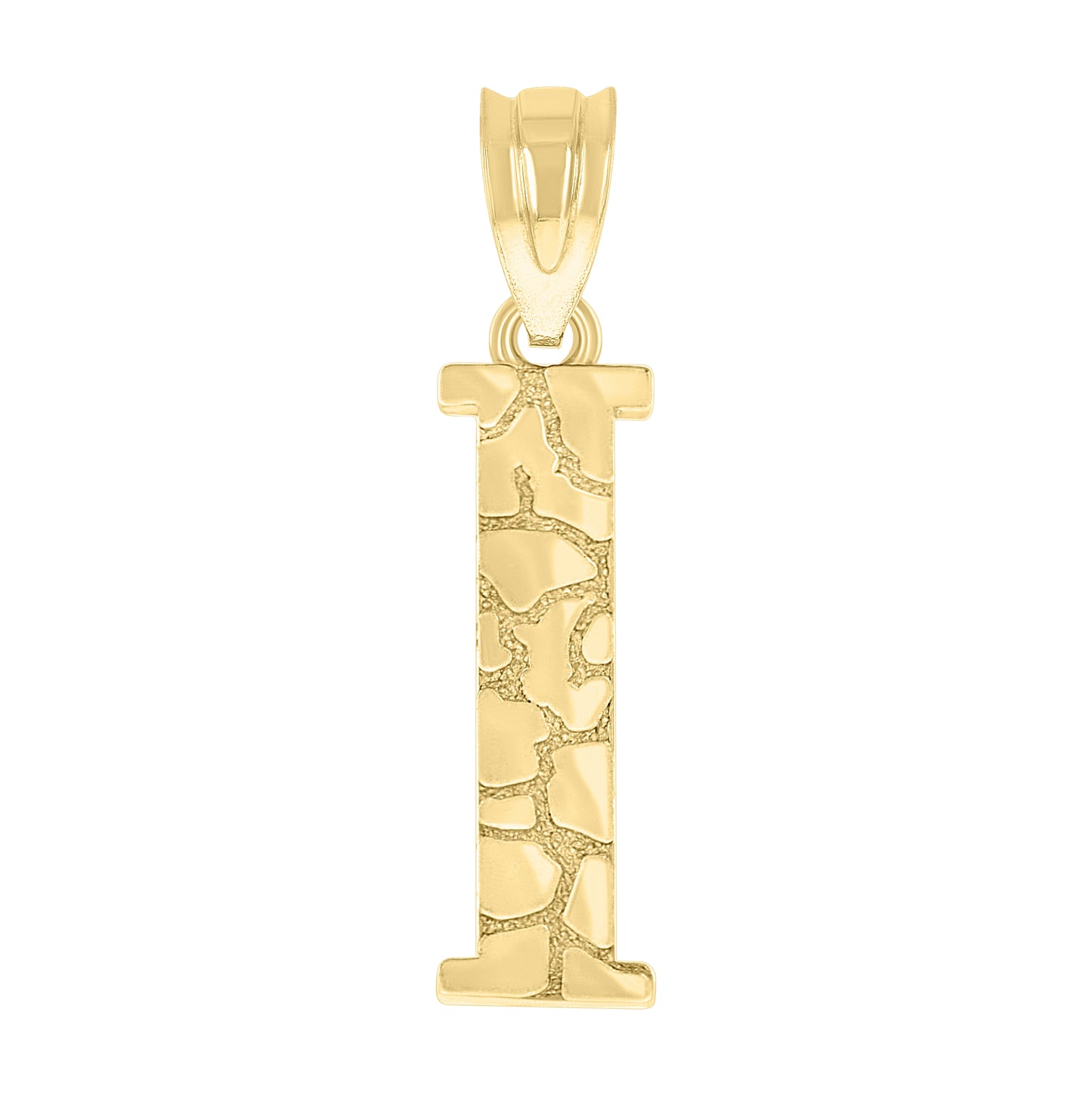 10K Yellow Gold Unisex Nugget Initial Charm Pendant
