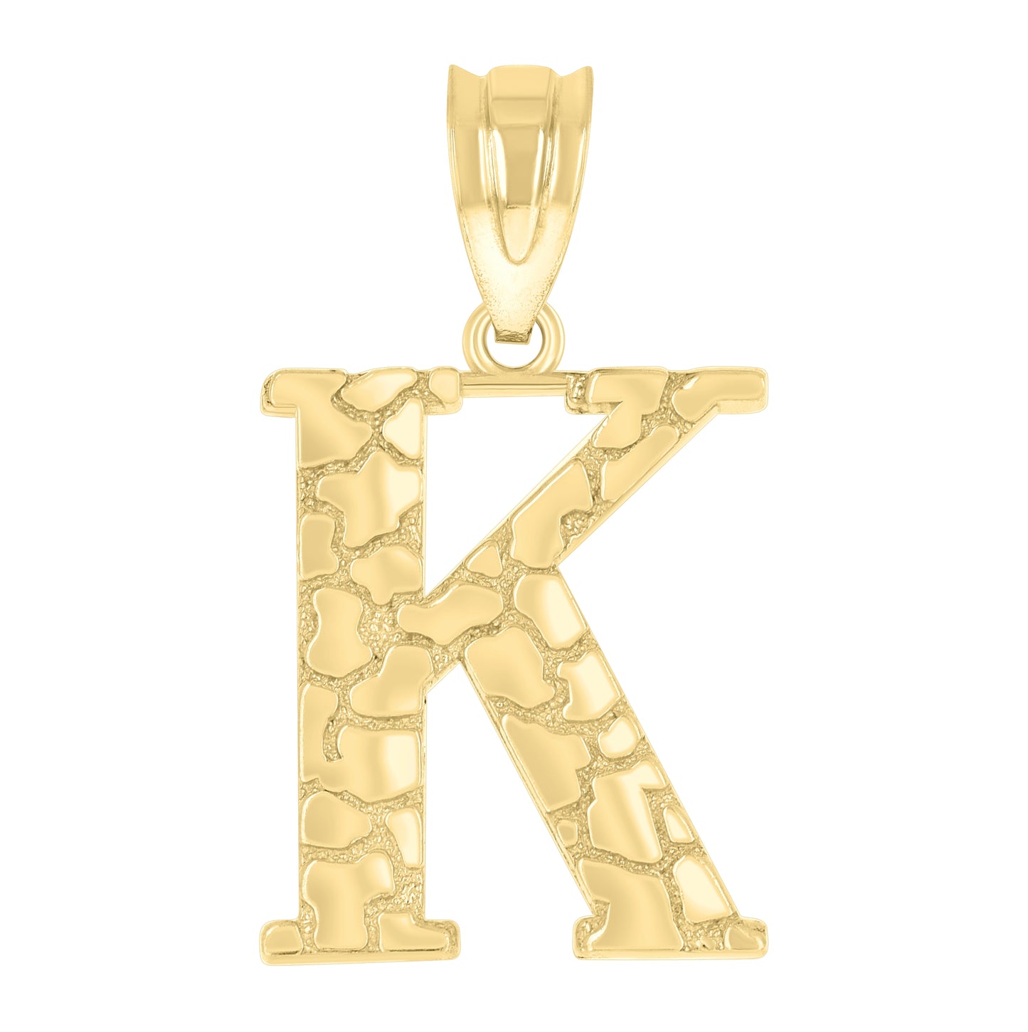 10K Yellow Gold Unisex Nugget Initial Charm Pendant