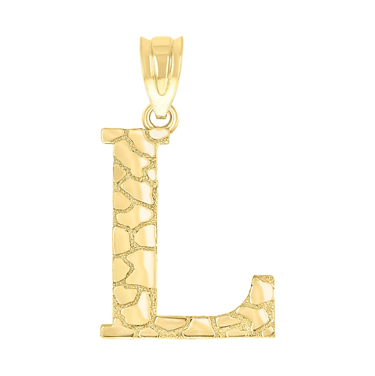 10K Yellow Gold Unisex Nugget Initial Charm Pendant