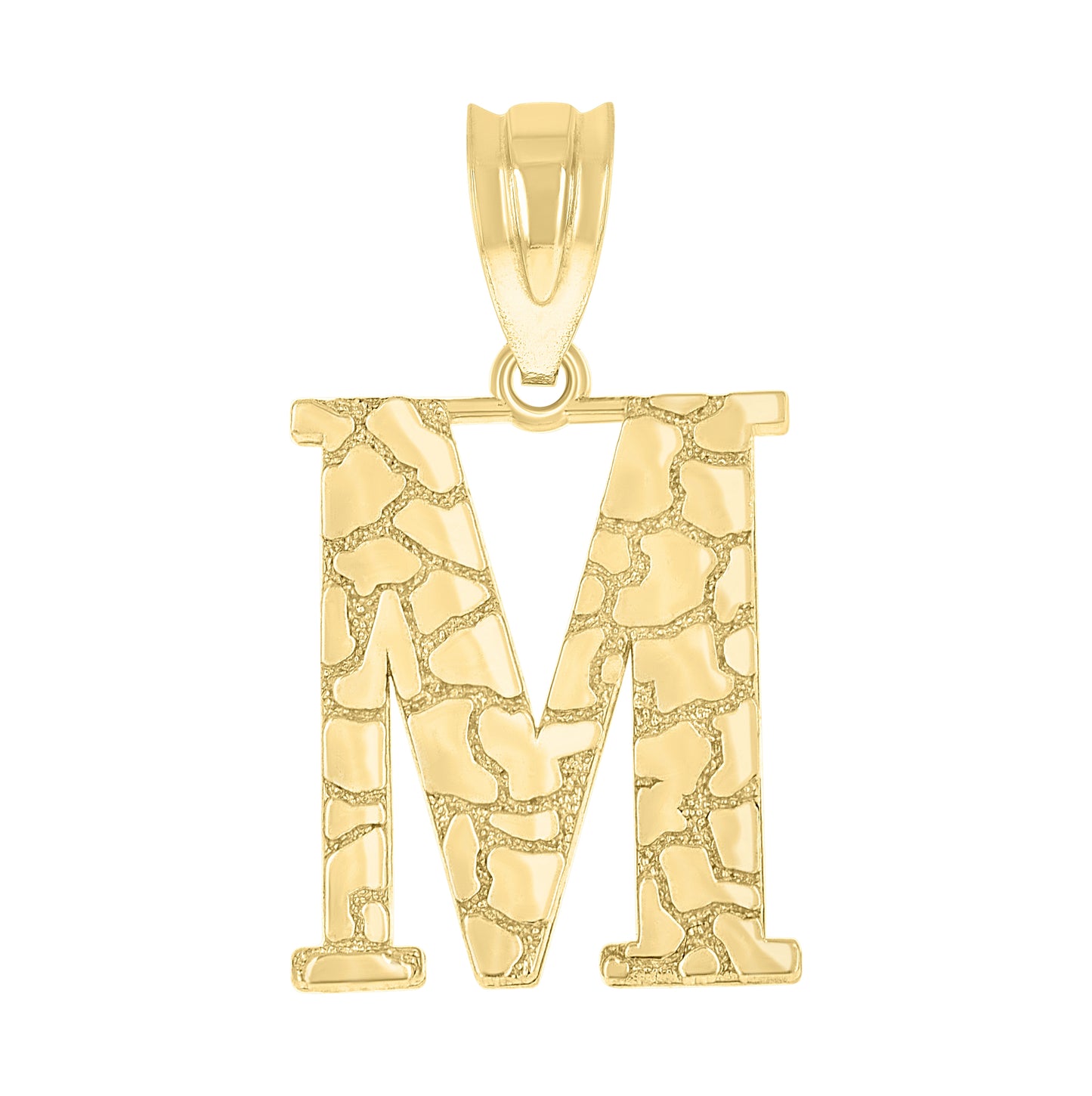 10K Yellow Gold Unisex Nugget Initial Charm Pendant