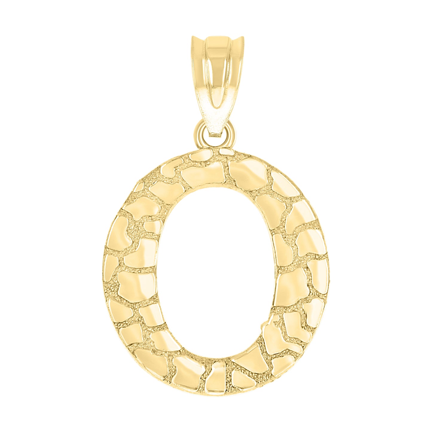 10K Yellow Gold Unisex Nugget Initial Charm Pendant