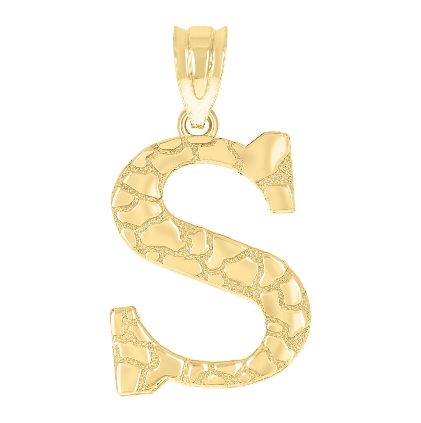 10K Yellow Gold Unisex Nugget Initial Charm Pendant