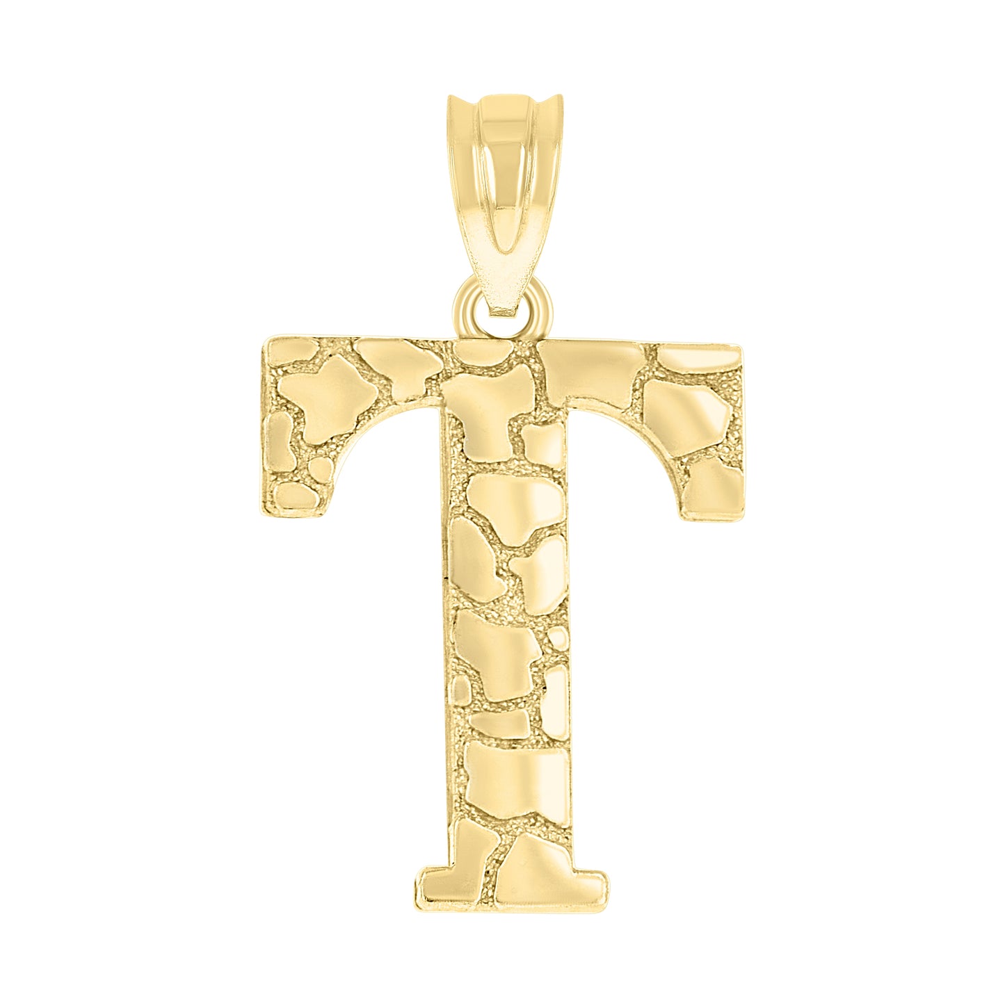 10K Yellow Gold Unisex Nugget Initial Charm Pendant