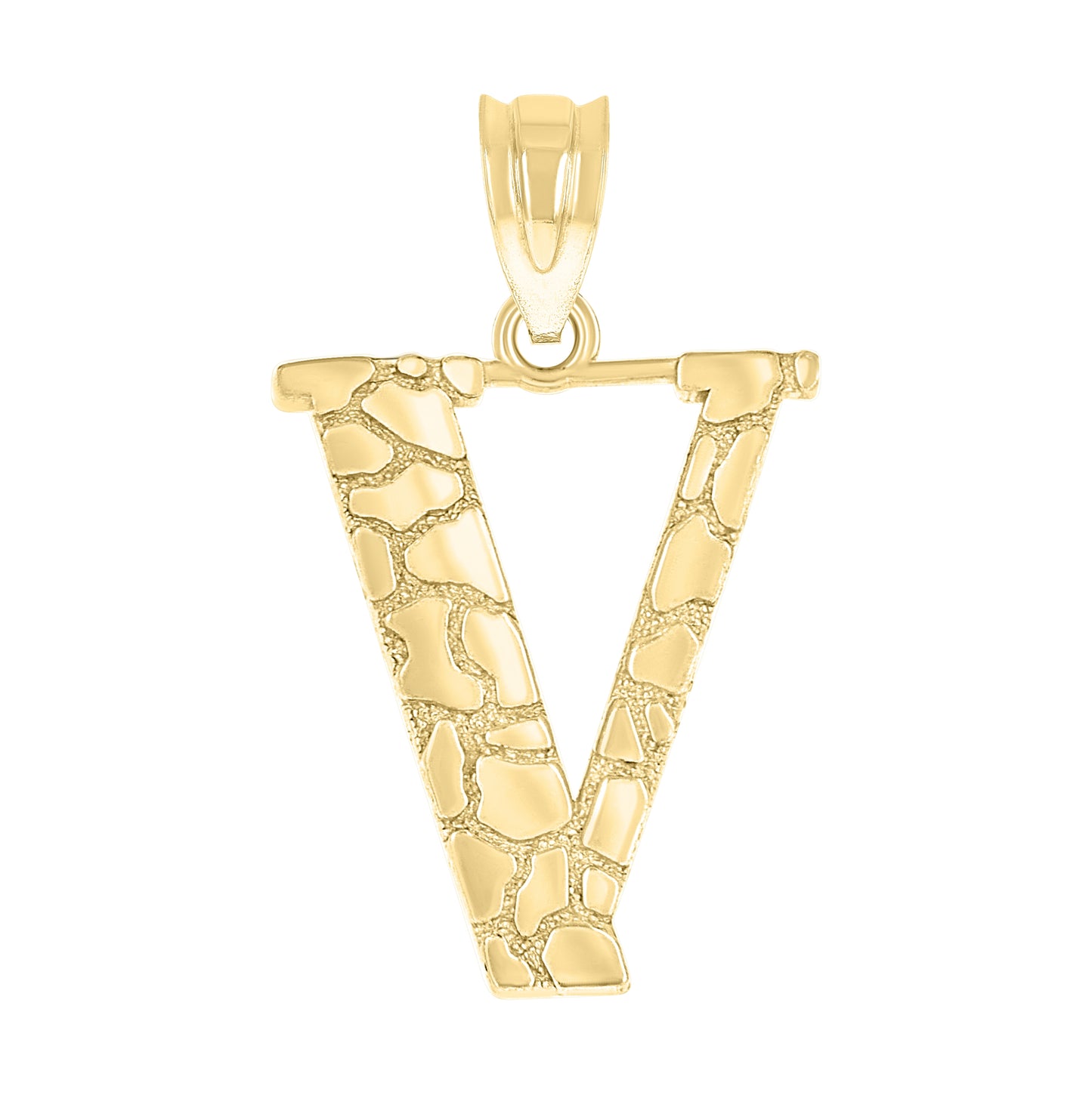 10K Yellow Gold Unisex Nugget Initial Charm Pendant