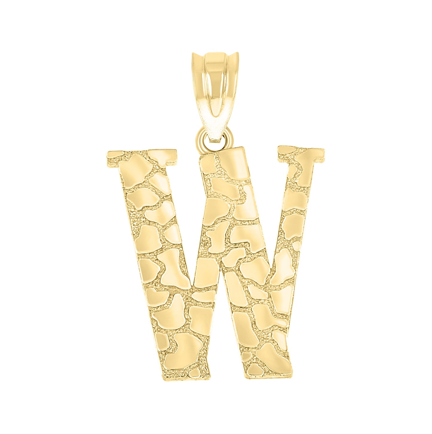 10K Yellow Gold Unisex Nugget Initial Charm Pendant