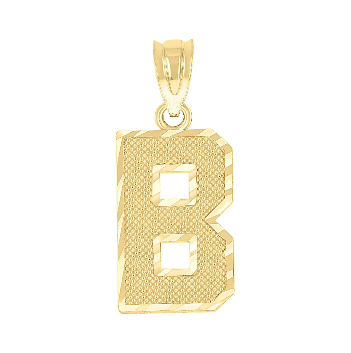 10K Yellow Gold Unisex Initial Number Charm Pendant