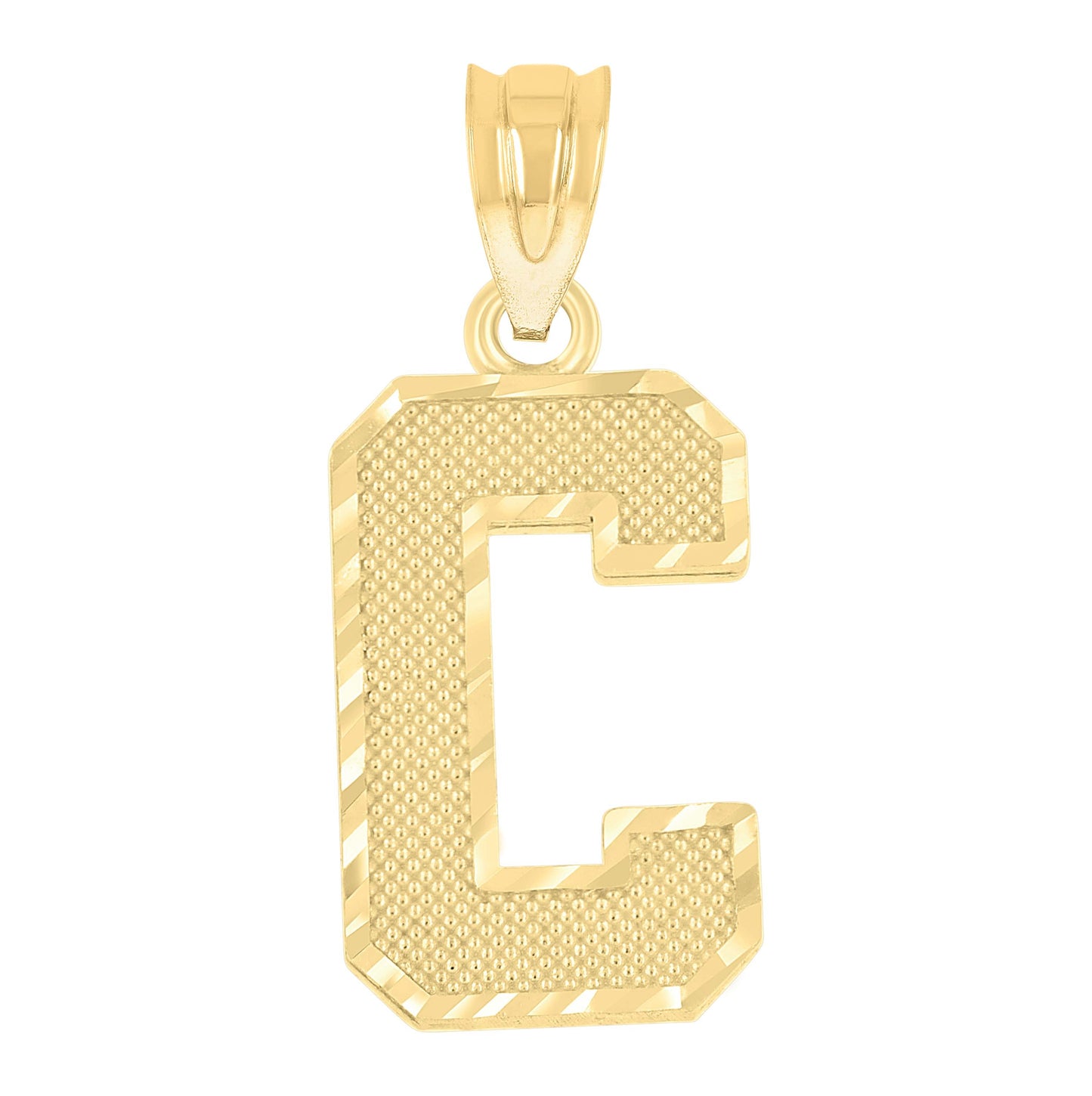 10K Yellow Gold Unisex Initial Number Charm Pendant