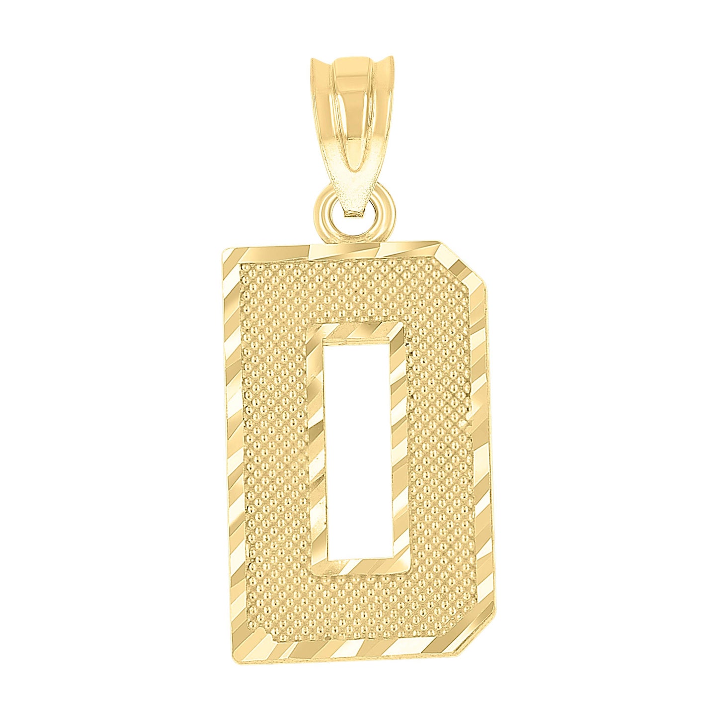 10K Yellow Gold Unisex Initial Number Charm Pendant
