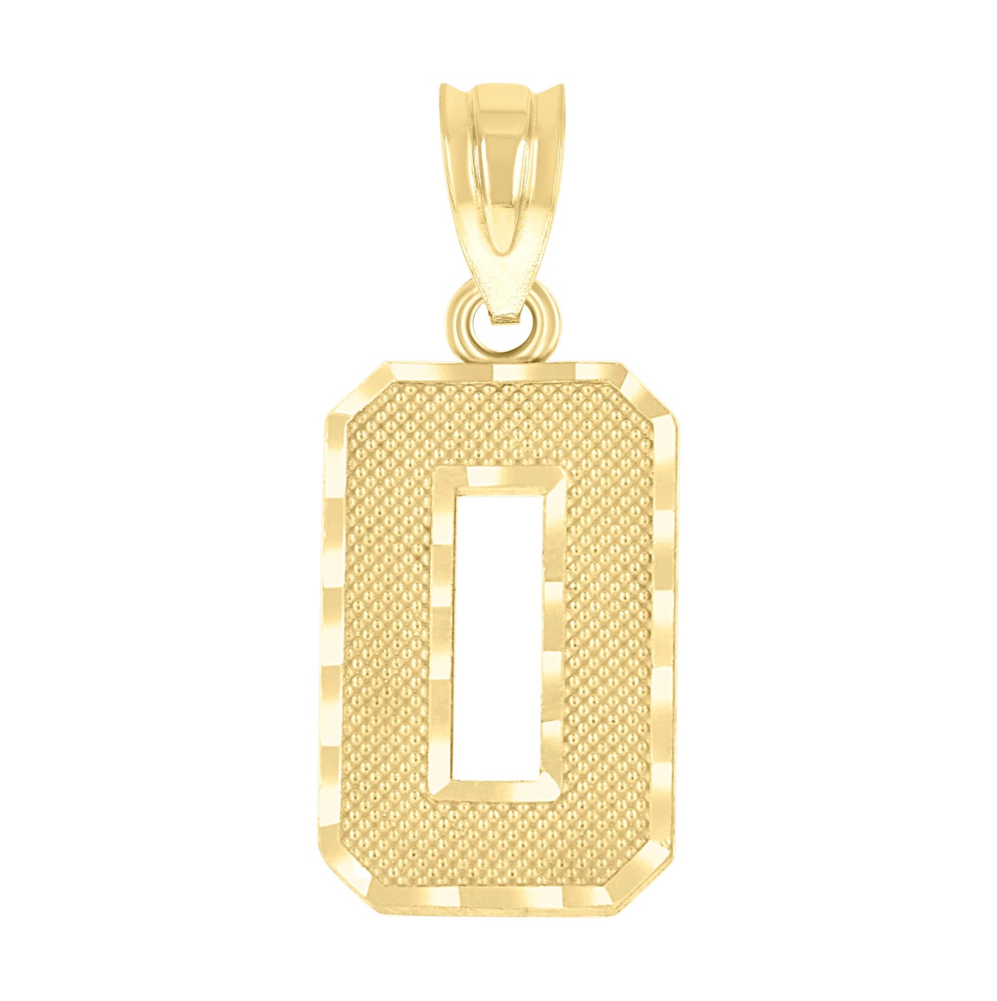 10K Yellow Gold Unisex Initial Number Charm Pendant