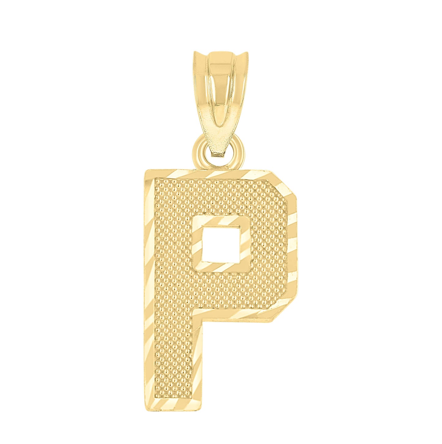 10K Yellow Gold Unisex Initial Number Charm Pendant