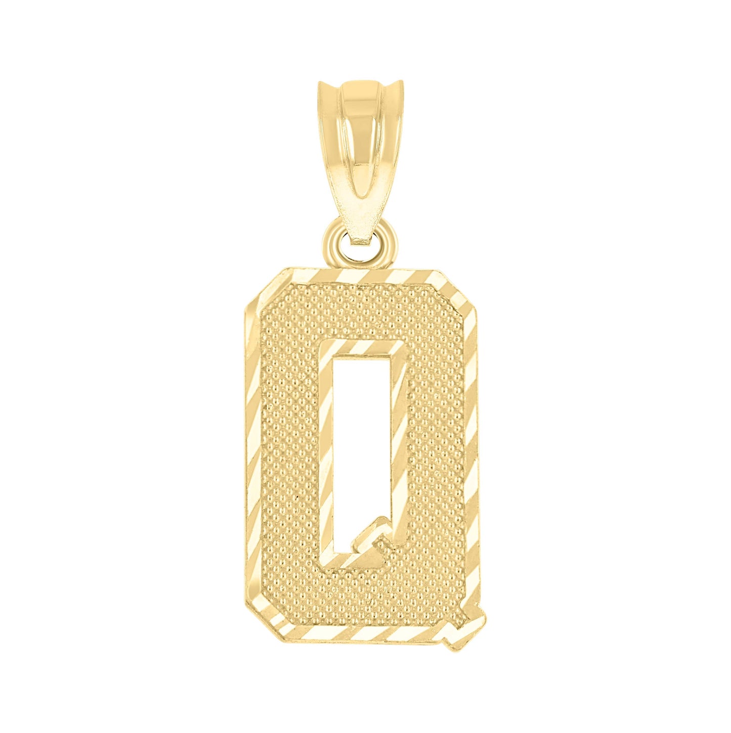 10K Yellow Gold Unisex Initial Number Charm Pendant