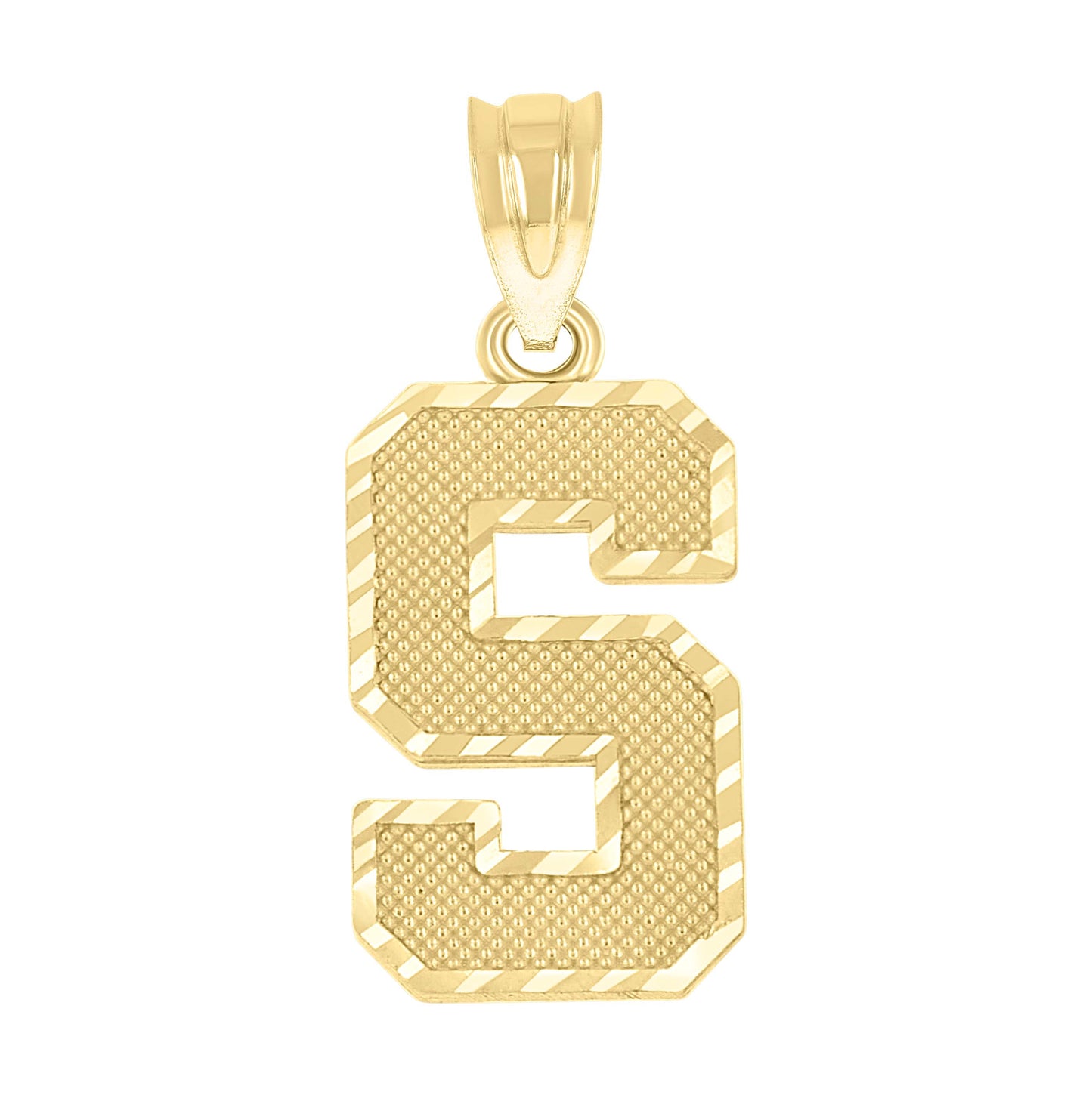 10K Yellow Gold Unisex Initial Number Charm Pendant