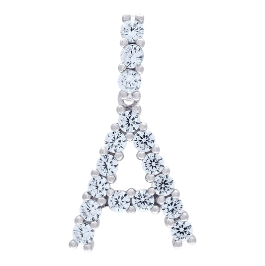 Sterling Silver Unisex Cubic Zirconia Initial Alphabet Charm Pendant