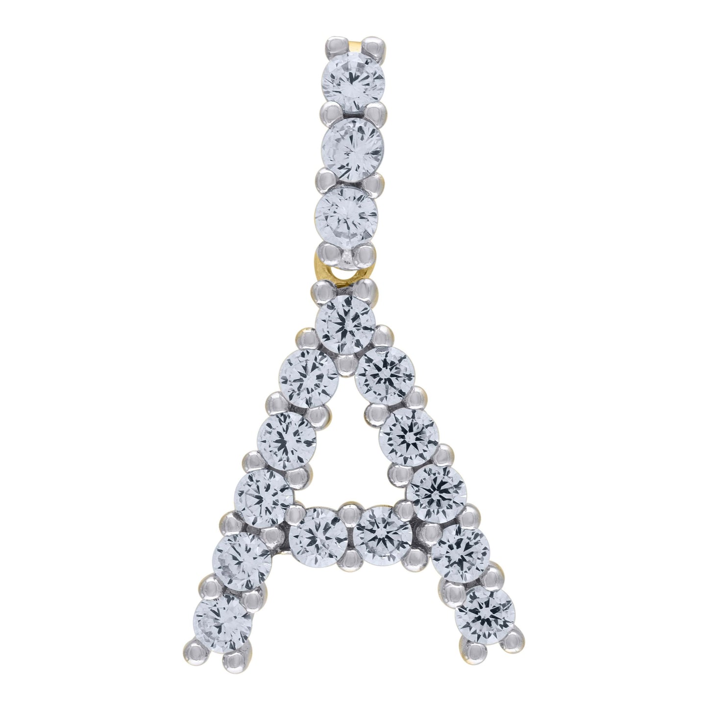 Sterling Silver Unisex Cubic Zirconia Initial Alphabet Charm Pendant
