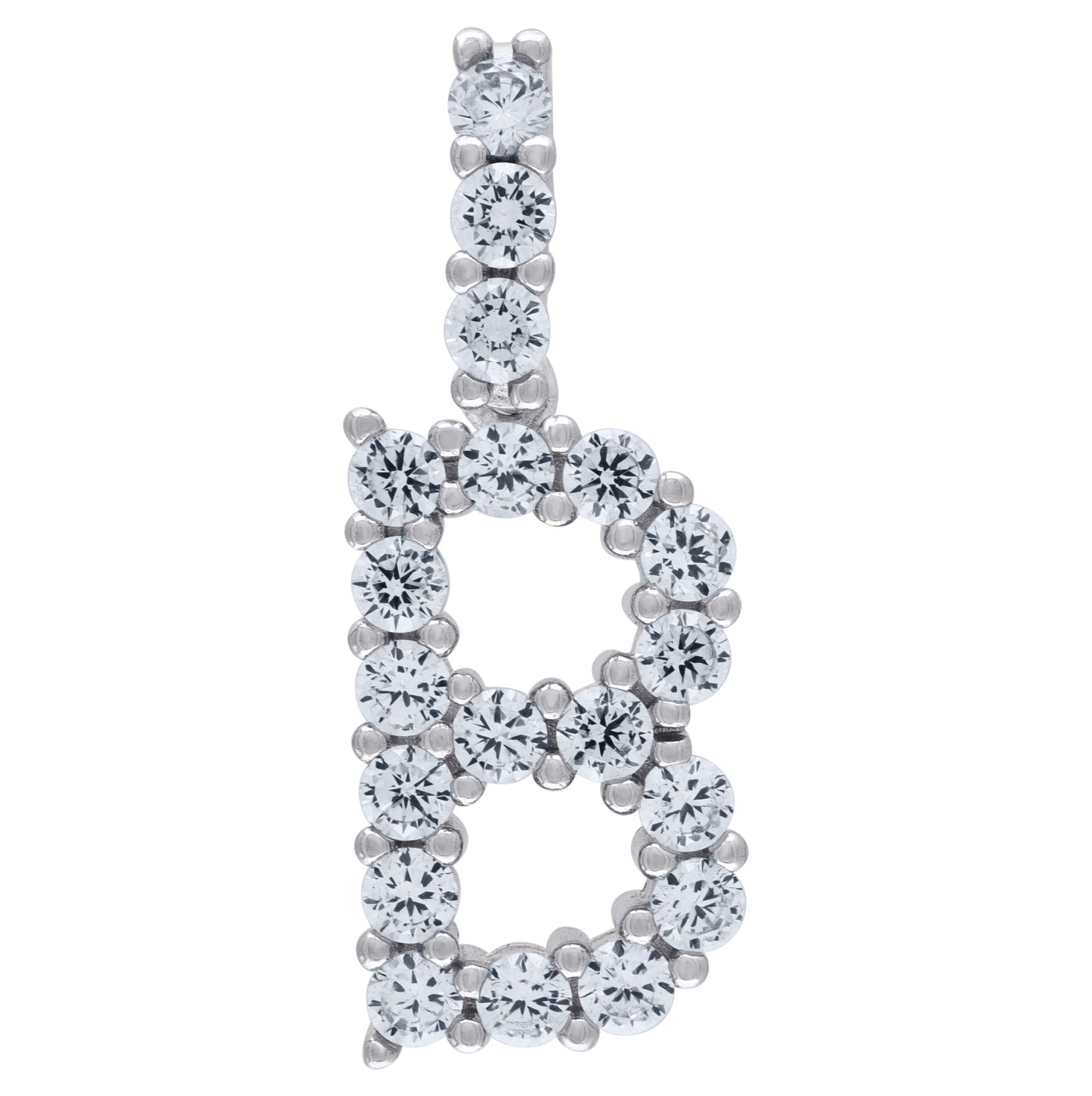 Sterling Silver Unisex Cubic Zirconia Initial Alphabet Charm Pendant