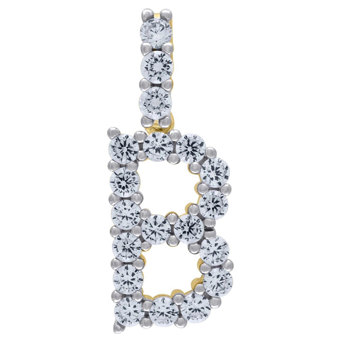 Sterling Silver Unisex Cubic Zirconia Initial Alphabet Charm Pendant