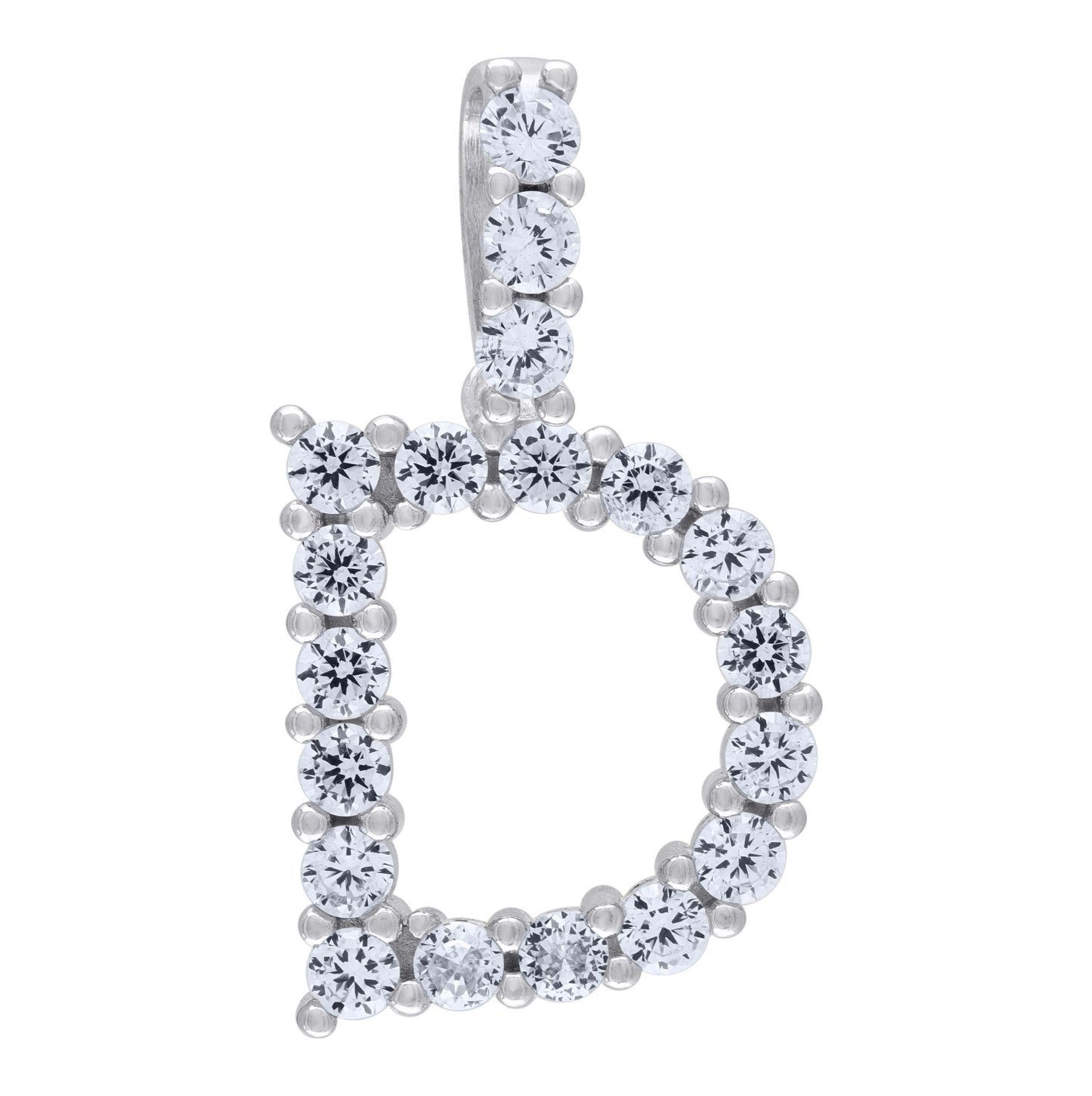 Sterling Silver Unisex Cubic Zirconia Initial Alphabet Charm Pendant