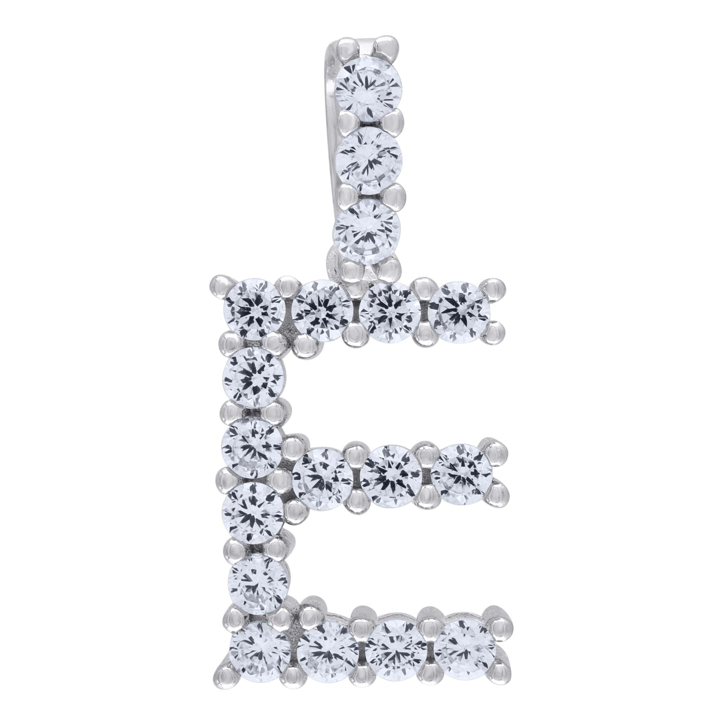 Sterling Silver Unisex Cubic Zirconia Initial Alphabet Charm Pendant