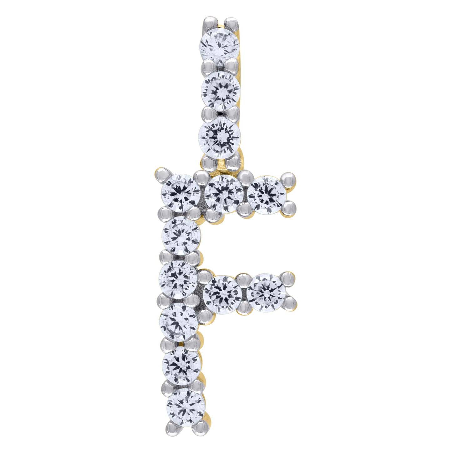 Sterling Silver Unisex Cubic Zirconia Initial Alphabet Charm Pendant