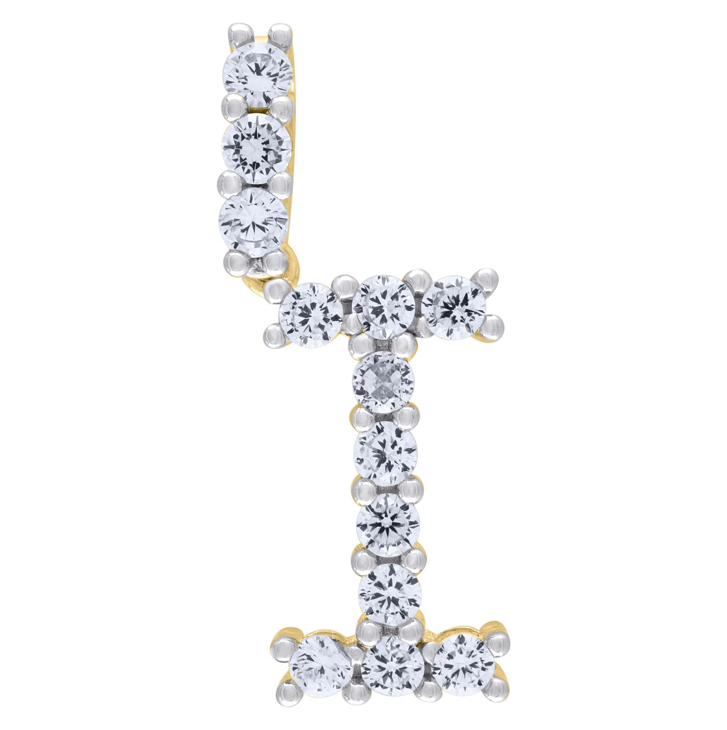 Sterling Silver Unisex Cubic Zirconia Initial Alphabet Charm Pendant