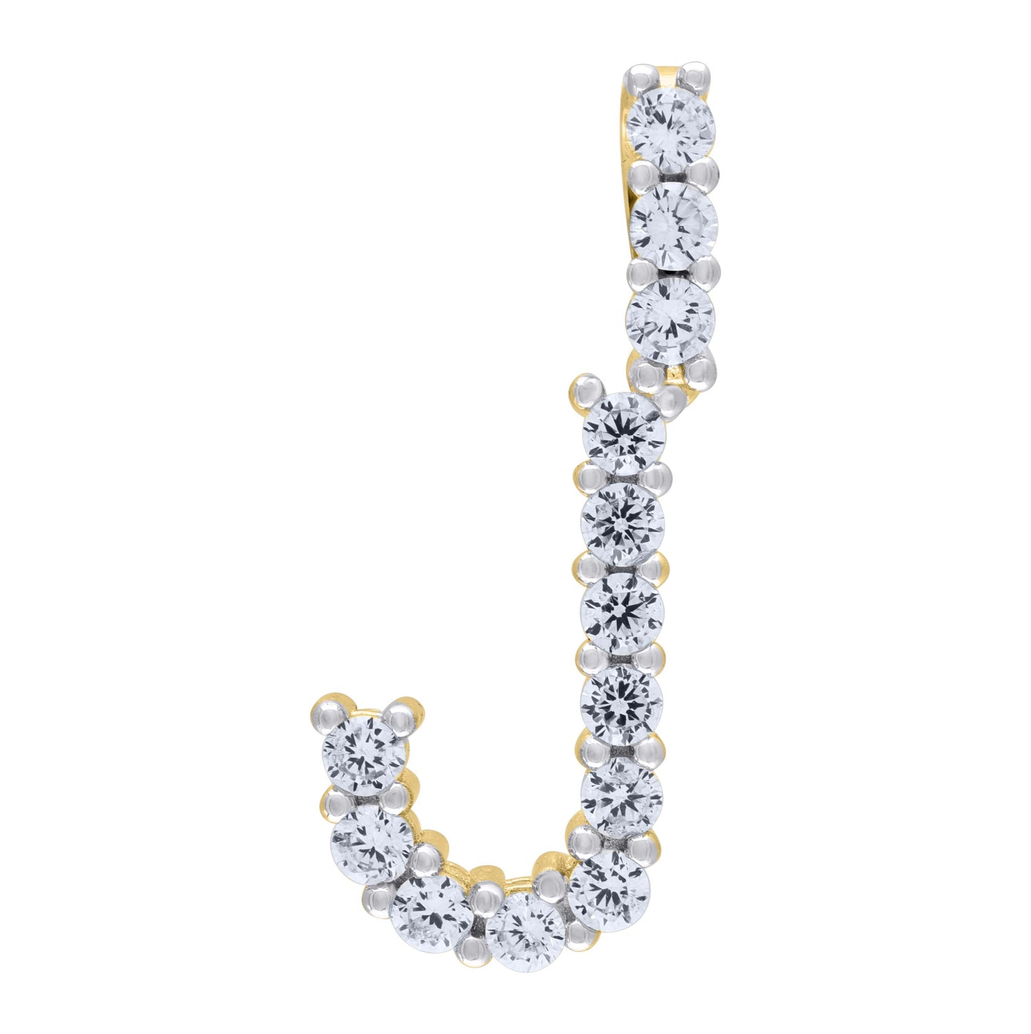 Sterling Silver Unisex Cubic Zirconia Initial Alphabet Charm Pendant