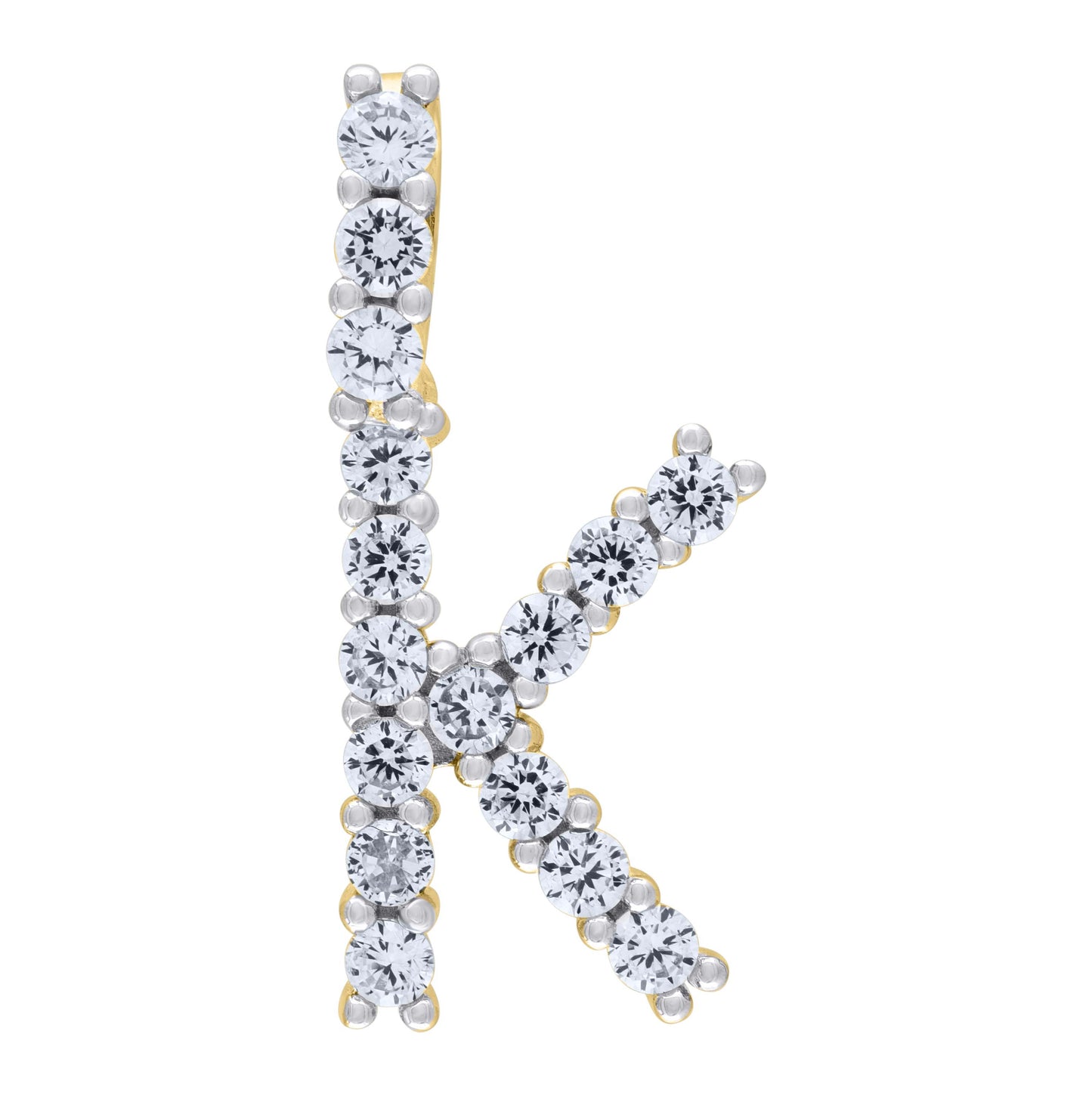 Sterling Silver Unisex Cubic Zirconia Initial Alphabet Charm Pendant