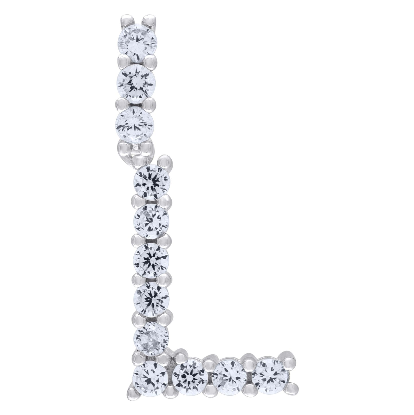 Sterling Silver Unisex Cubic Zirconia Initial Alphabet Charm Pendant