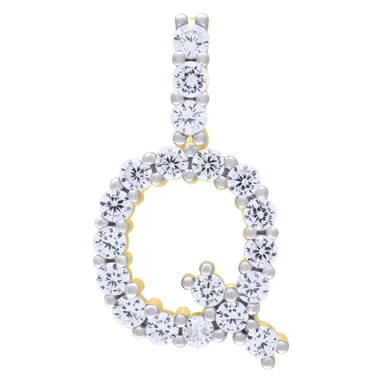 Sterling Silver Unisex Cubic Zirconia Initial Alphabet Charm Pendant