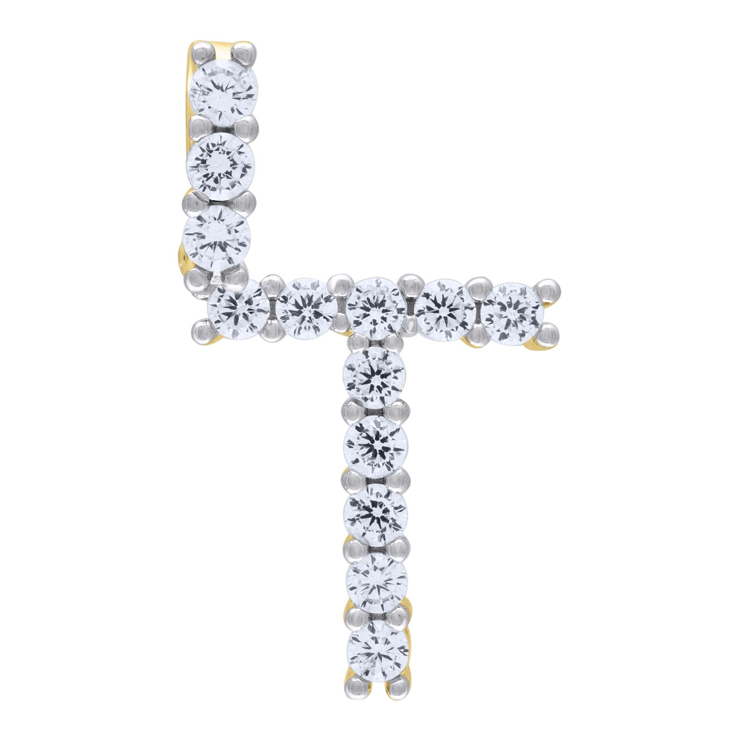 Sterling Silver Unisex Cubic Zirconia Initial Alphabet Charm Pendant